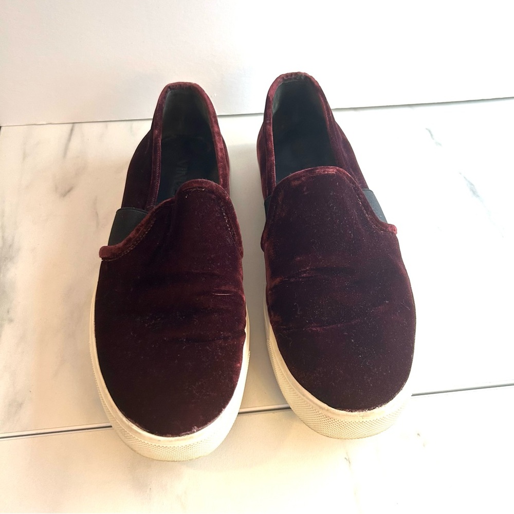 Vince Women's Burgundy Velvet Slip On Sneaker in Size 6.5